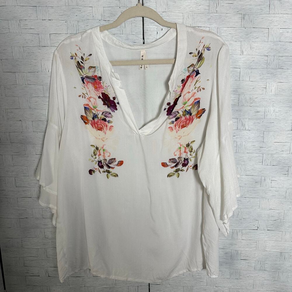 Roper Womens floral blouse flouts sleeve V-neck bohemian hippie festival‎